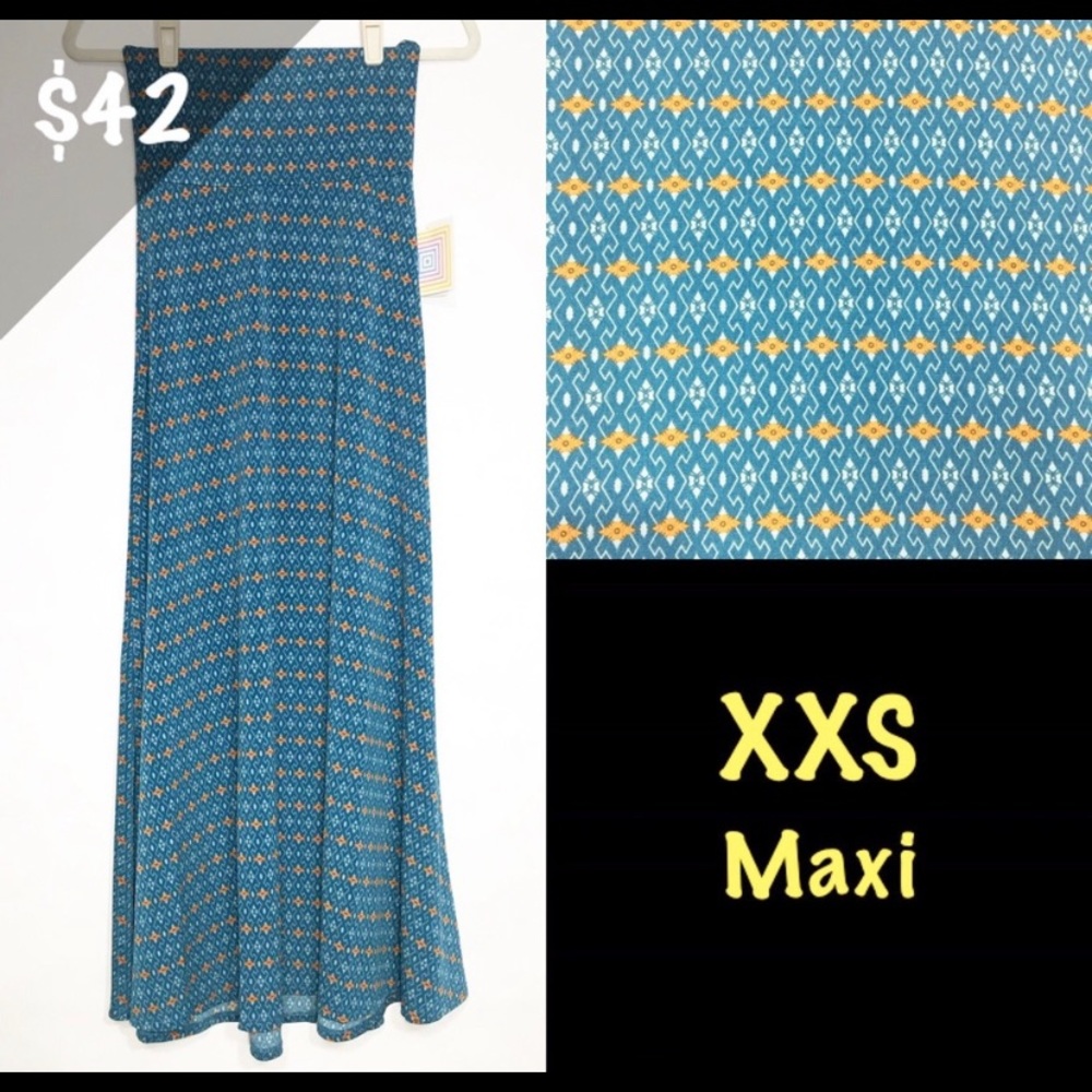 NWT XXS LuLaRoe Maxi Skirt Blue